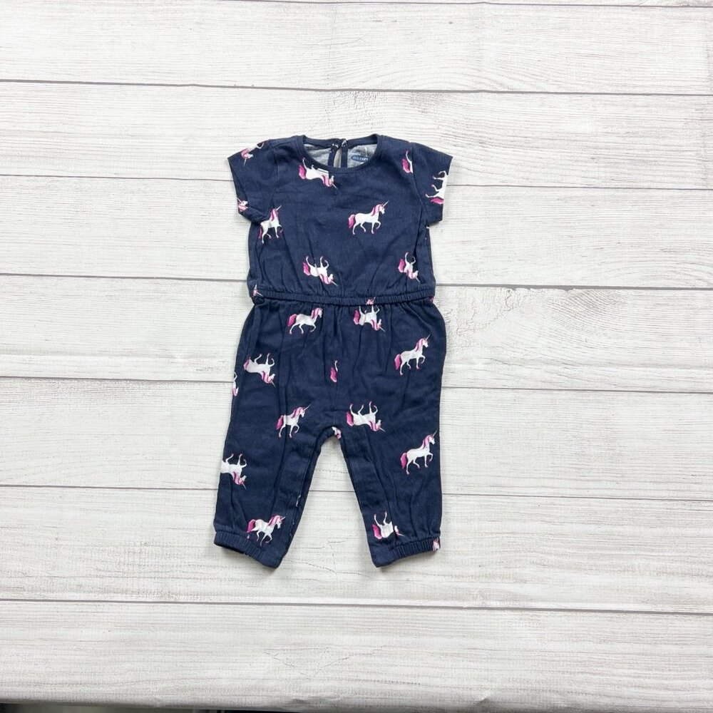 Old Navy Baby Girl Unicorn Jumpsuit Short Sleeve One Piece Romper 3-6 Months
